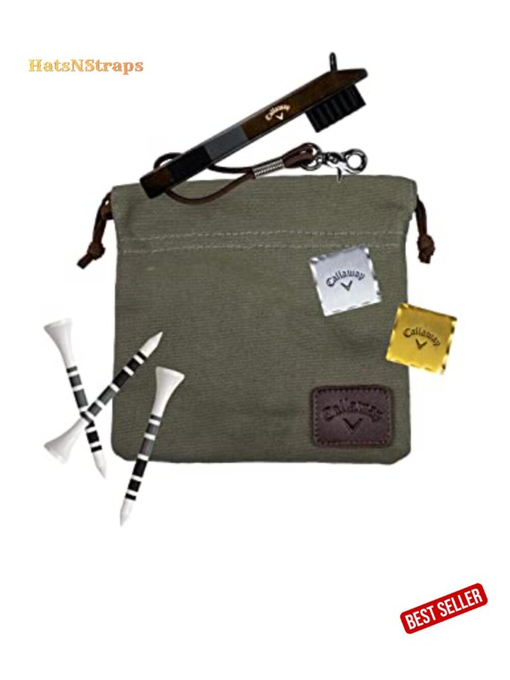 Golf Accessories Kit Club Brush Valuables Pouch Tees Metal Ball Markers